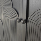 Modern Black Wood Storage Cabinet, 31in Accent Cabinet with Embossed Door for Living Room, Bedroom, or Entryway