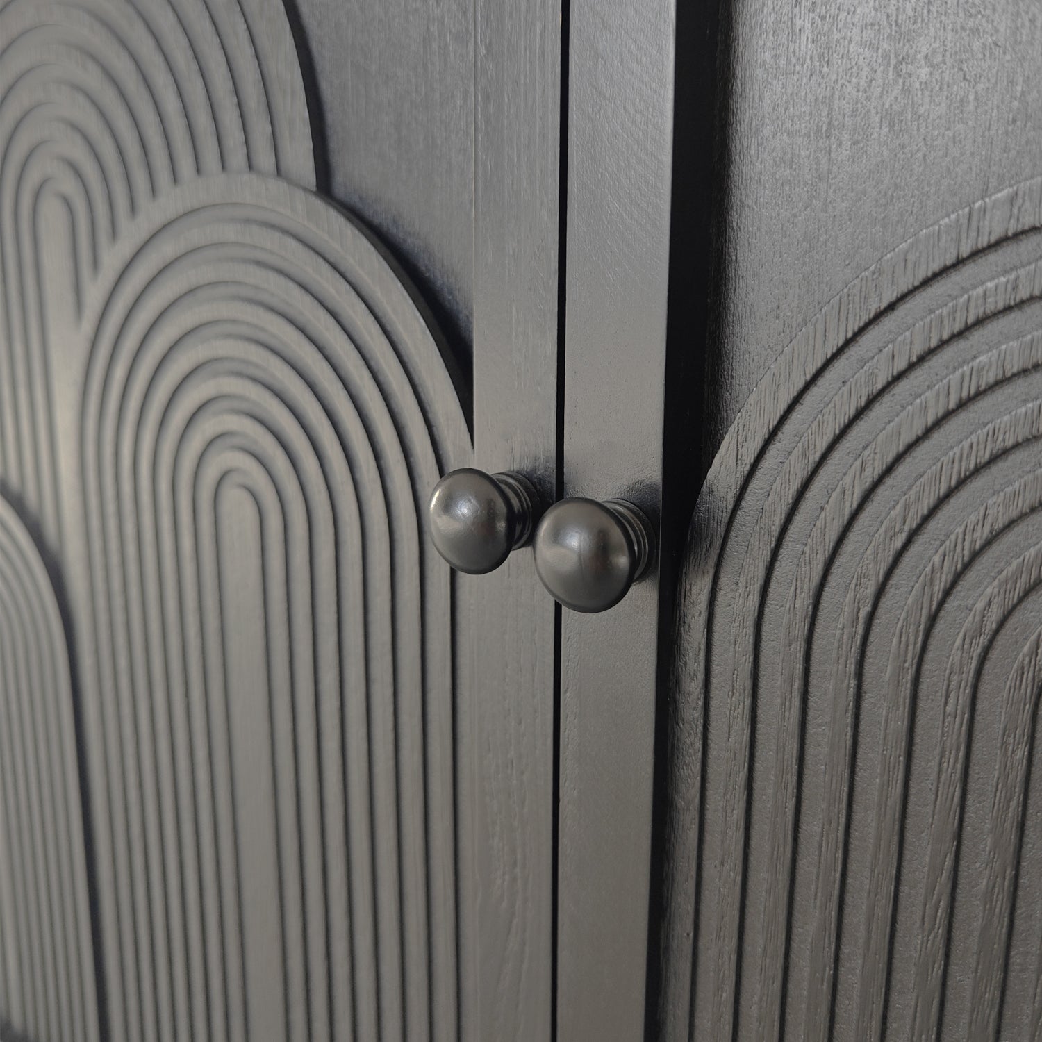 Modern Black Wood Storage Cabinet, 31in Accent Cabinet with Embossed Door for Living Room, Bedroom, or Entryway