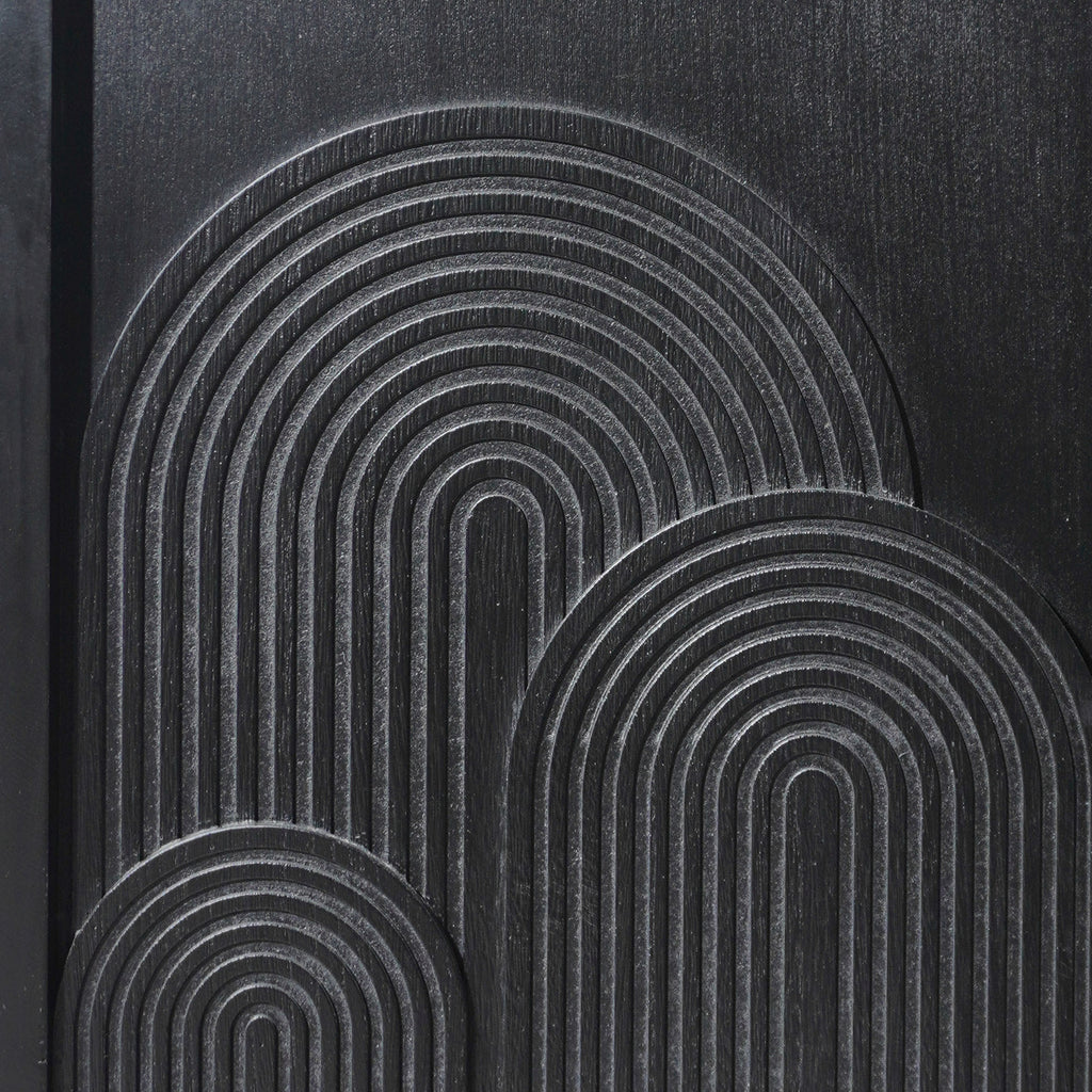 Modern Black Wood Storage Cabinet, 31in Accent Cabinet with Embossed Door for Living Room, Bedroom, or Entryway