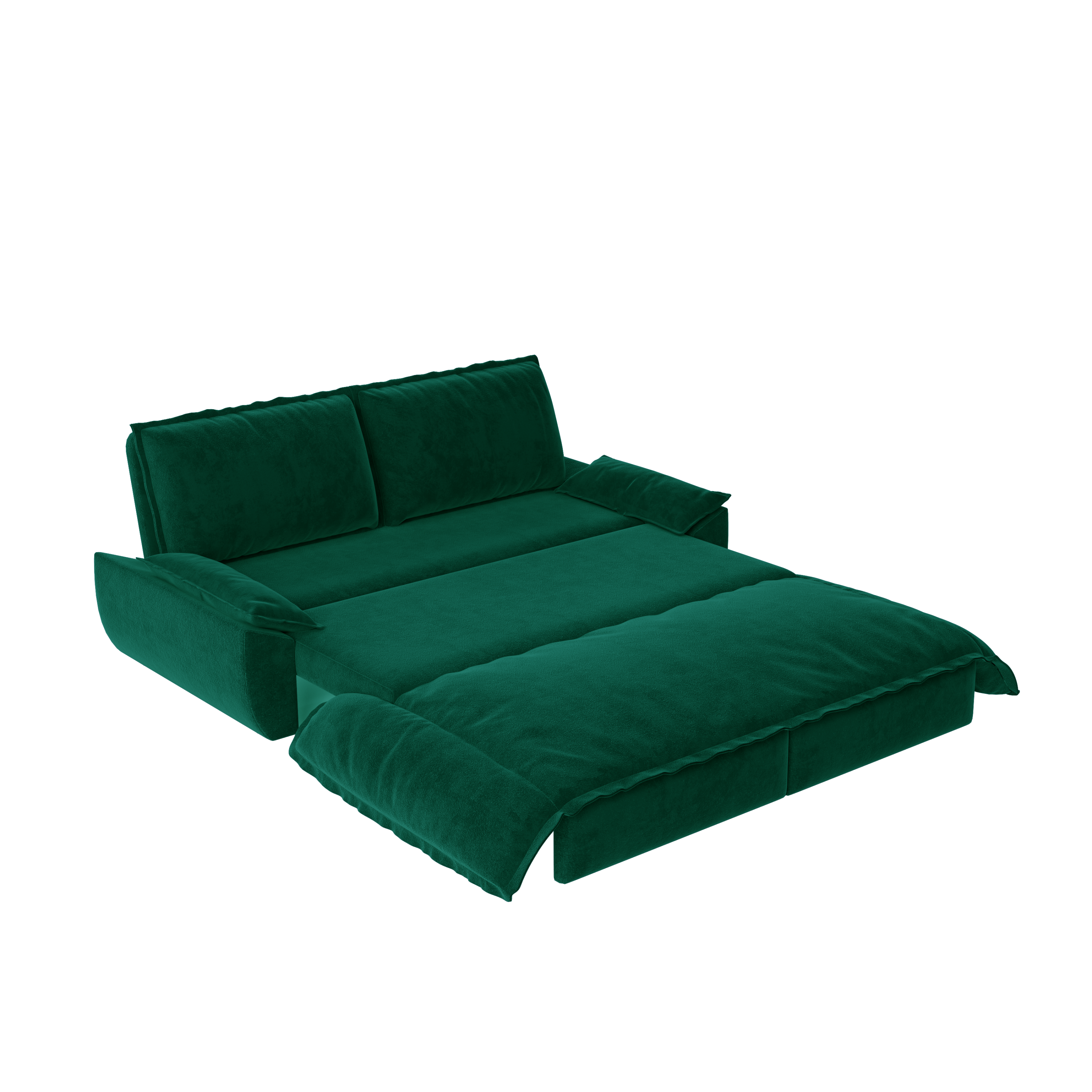 73-Inch Green Velvet 3-in-1 Queen Pull Out Sleeper Loveseat Bed