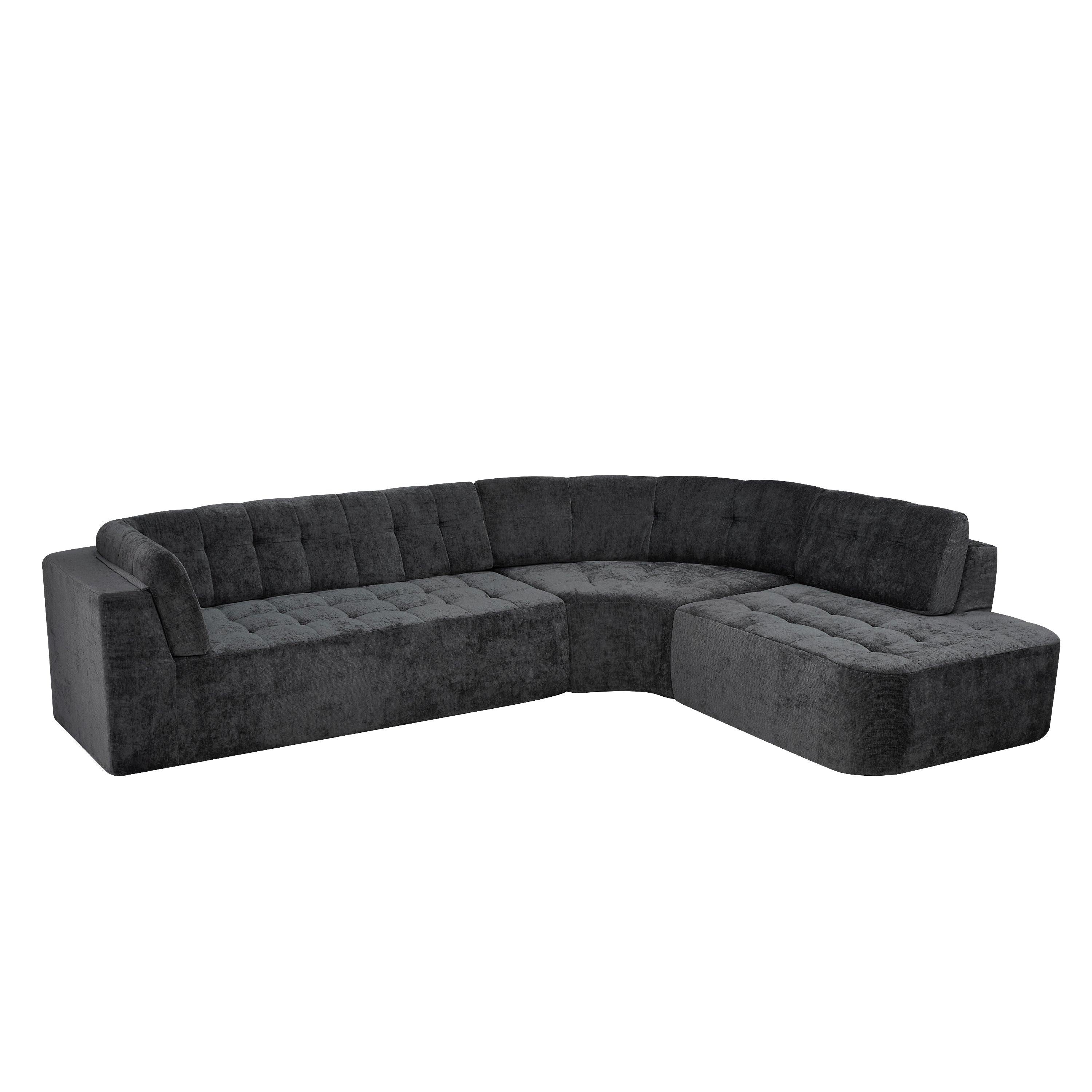 Curved L-Shaped Sectional Sofa for Modern Living Spaces.
