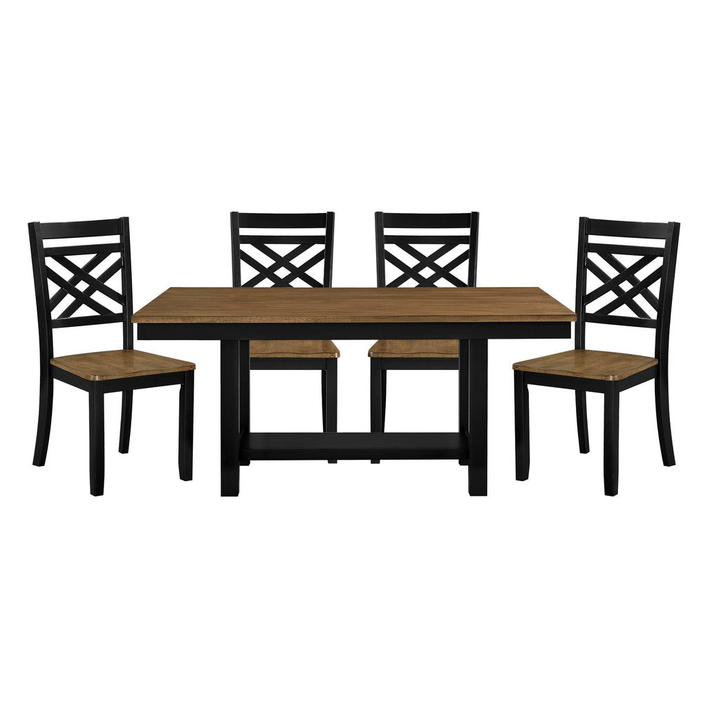 5pc Black Brown Dining Set with Storage and Chairs.