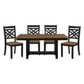 5pc Black Brown Dining Set with Storage and Chairs.