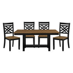 5pc Black Brown Dining Set with Storage and Chairs.