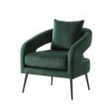 Modern Upholstered Velvet Open Back Accent Chair with Metal Legs, Cozy Round Sofa Leisure Lounge in Green