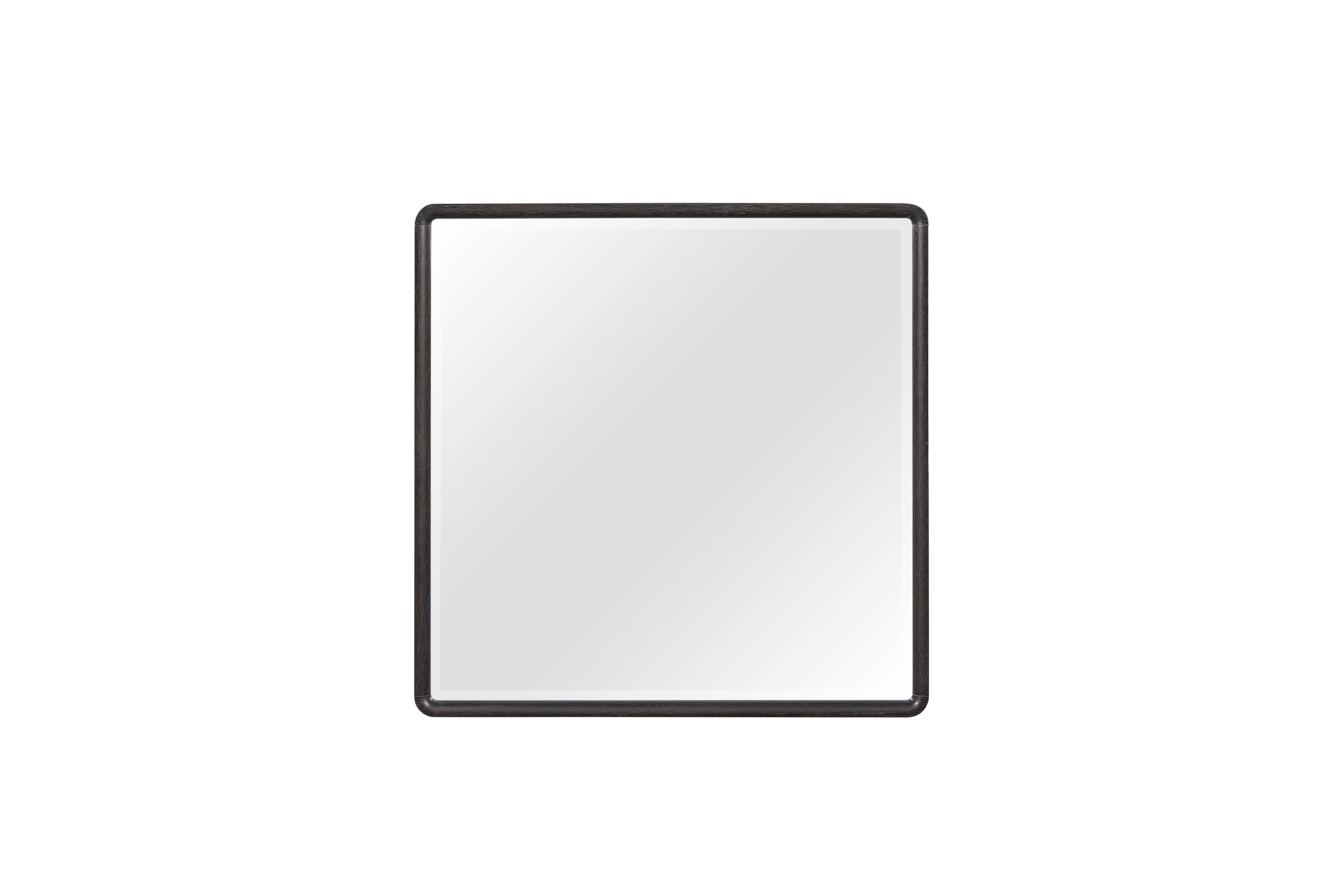 Elm Veneer Frame Mirror - Peppercorn Wood in 36x36 in. size with square shape and smooth black wood finish, ideal for modern interiors.