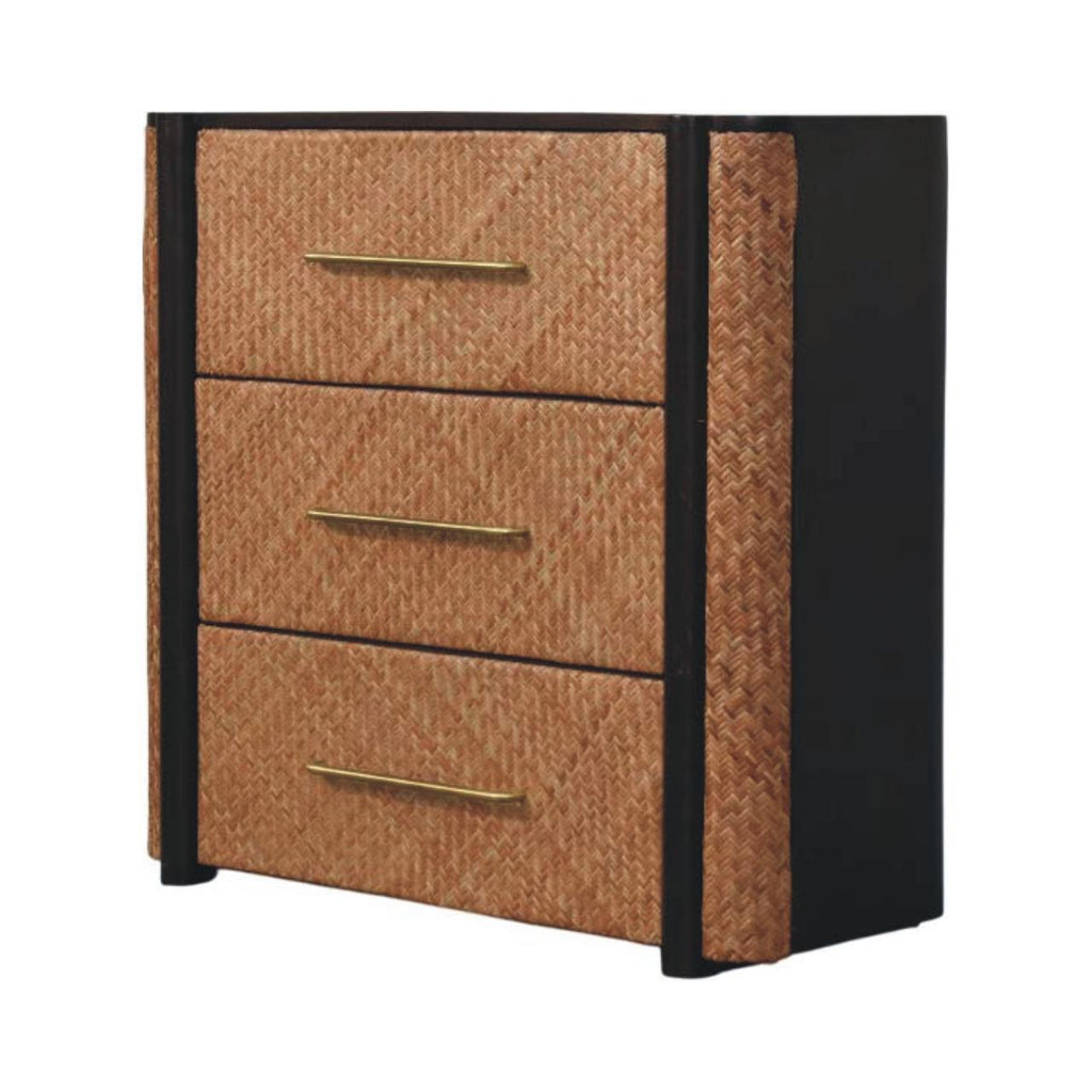 Solid Wood Havana Weave 3 Drawer Chest,Brown.