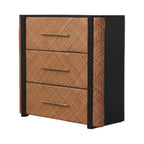 Solid Wood Havana Weave 3 Drawer Chest,Brown.
