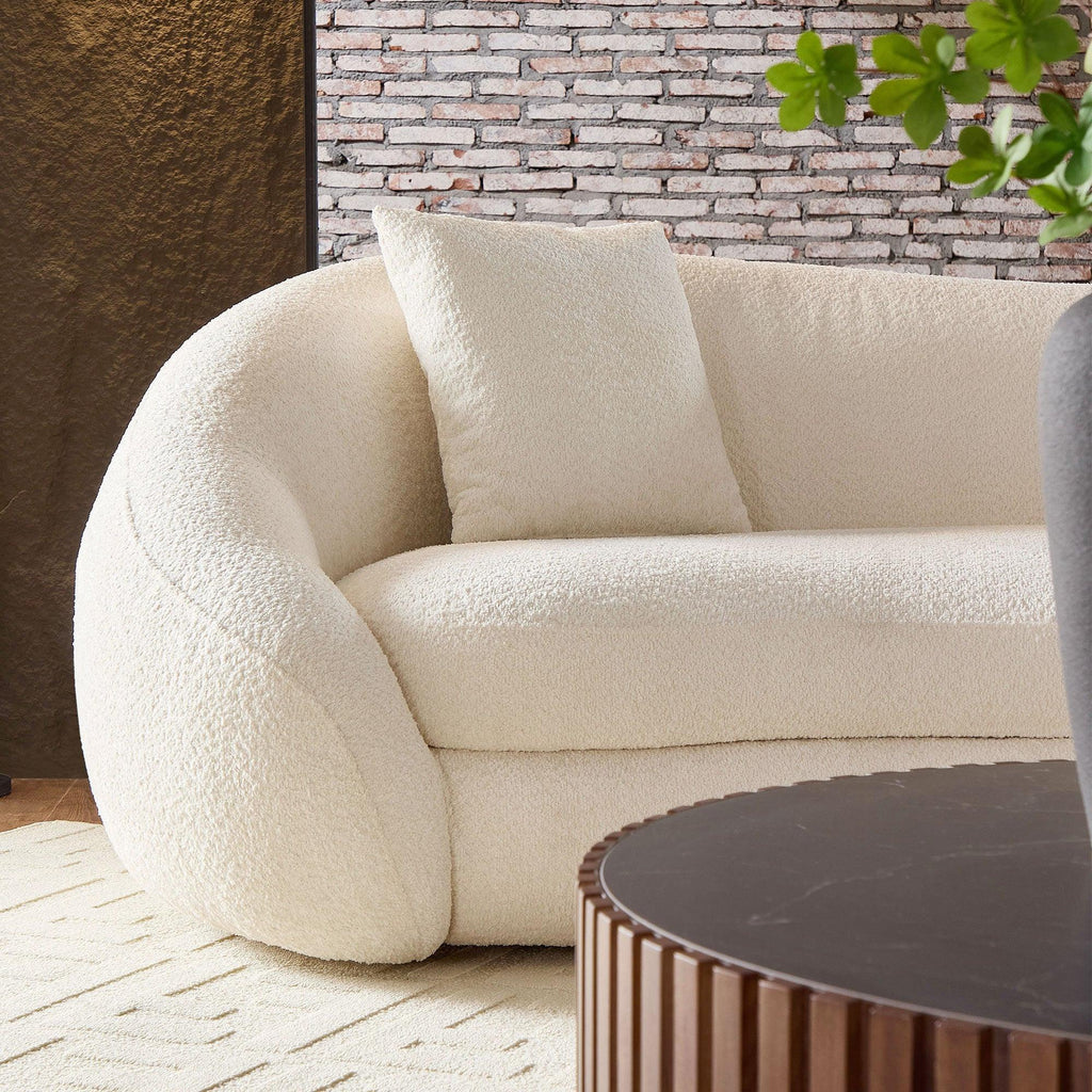Modern Curved Sofa with Love Heart Design - White.