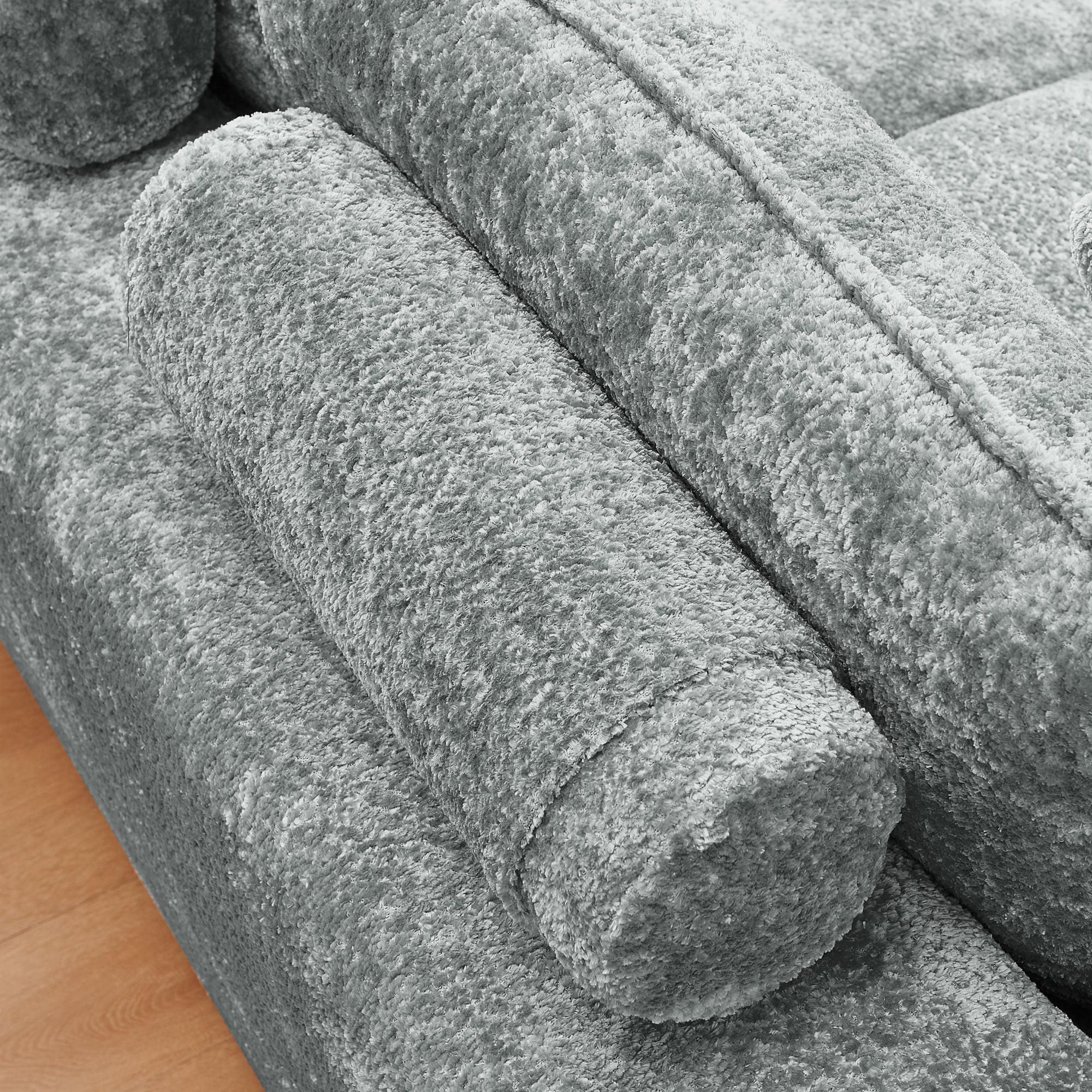 107'' Modern Boucle Sectional Sofa with Moveable Ottoman.