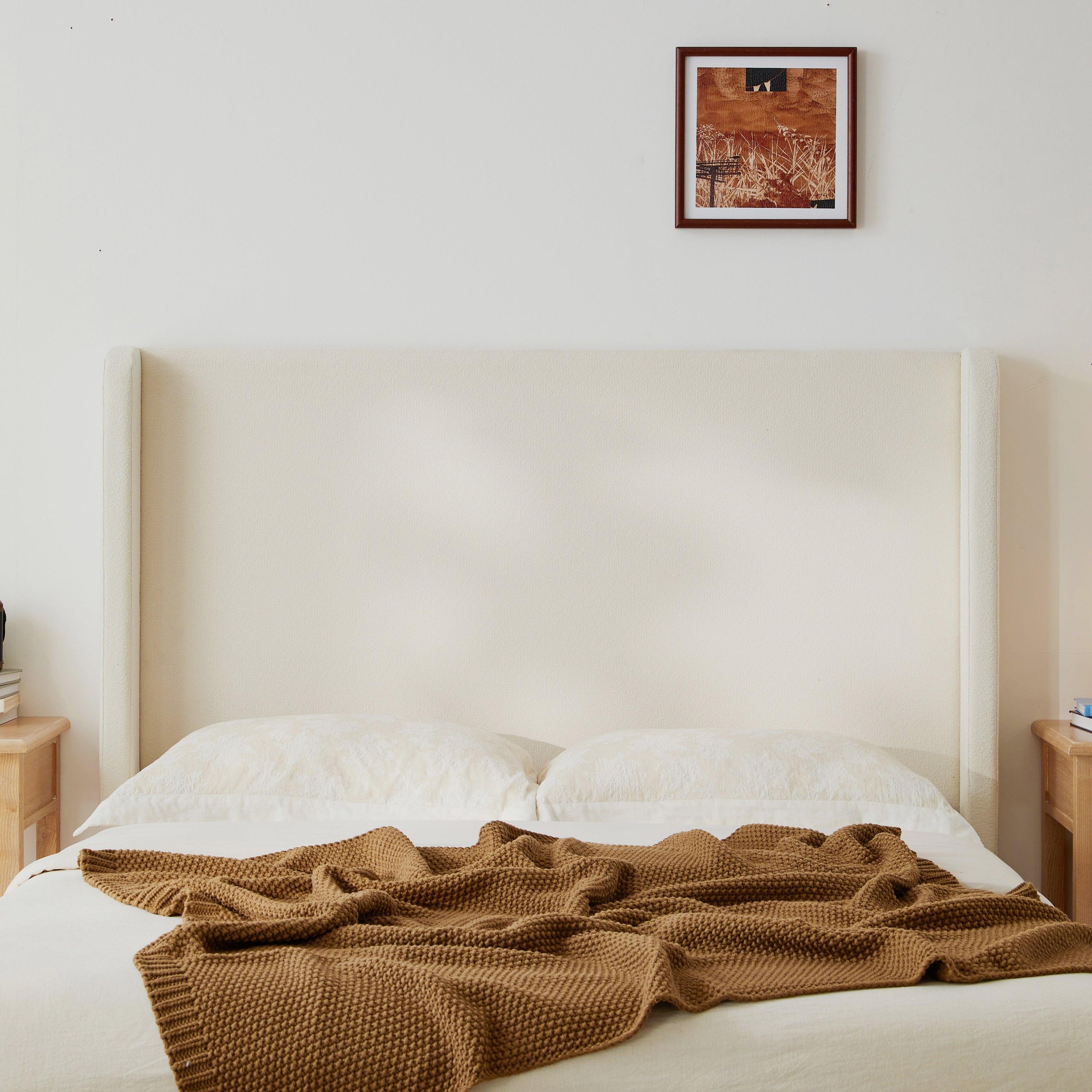 Carmen Wingback Bed Frame in Ivory Boucle - King Size.