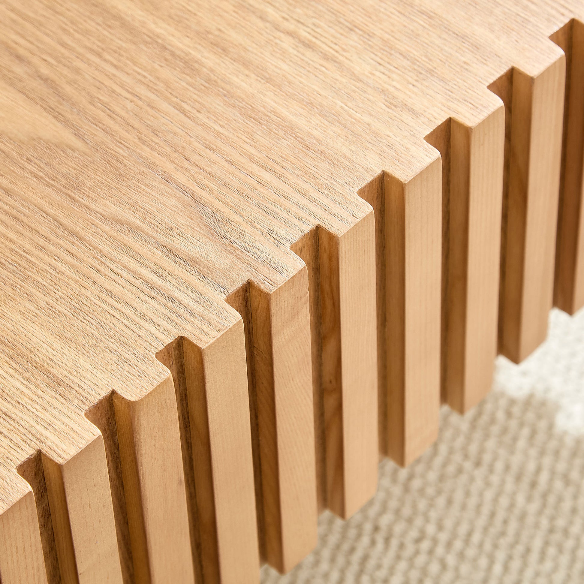 31.5 Inch Modern Handcraft Drum Coffee Table Square Coffee Table for Living Room,Small Wooden Coffee Table with Sturdy MDF Pedesta,Natural Color Coffee Table