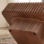 31.5 Inch Modern Handcraft Drum Coffee Table Square Coffee Table for Living Room,Small Wooden Coffee Table with Sturdy MDF Pedesta,Walnut Color Coffee Table