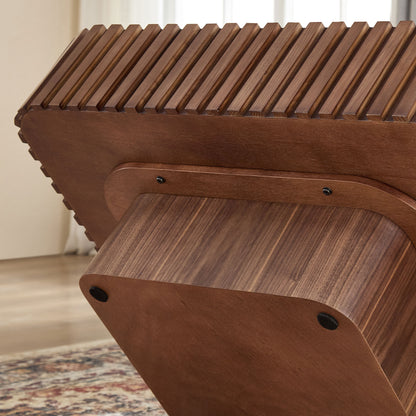 31.5 Inch Modern Handcraft Drum Coffee Table Square Coffee Table for Living Room,Small Wooden Coffee Table with Sturdy MDF Pedesta,Walnut Color Coffee Table