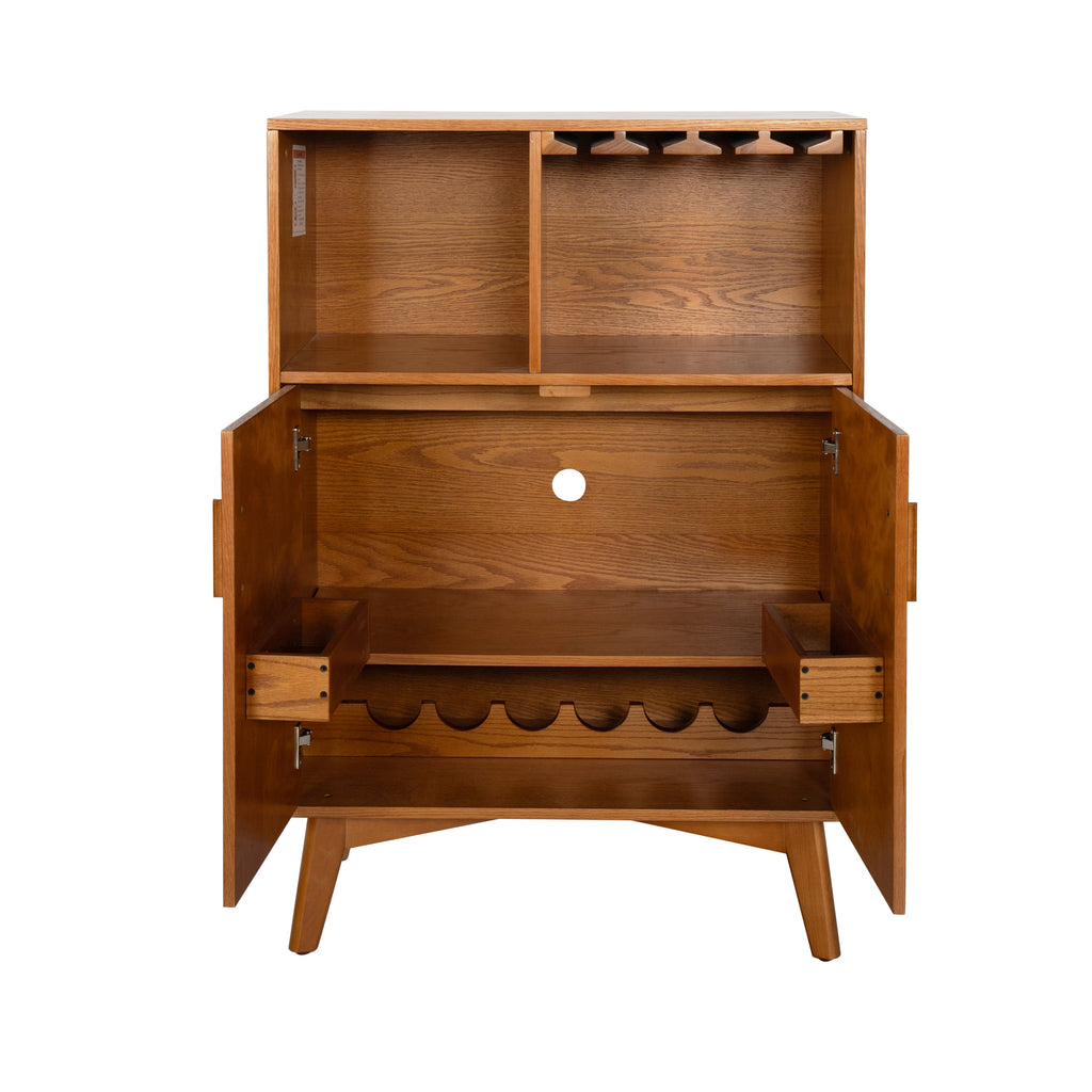 31.5" Liquor Cabinet with Wine Glass Holder & Wine Rack & Adjustable Shelf, Wine Cabinet, Kitchen Coffee Bar Cabinet, Rustic Sideboard Buffet  Cabinet with storage for Home Farmhouse Dining Room