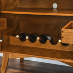 31.5" Liquor Cabinet with Wine Glass Holder & Wine Rack & Adjustable Shelf, Wine Cabinet, Kitchen Coffee Bar Cabinet, Rustic Sideboard Buffet  Cabinet with storage for Home Farmhouse Dining Room