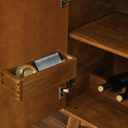 31.5" Liquor Cabinet with Wine Glass Holder & Wine Rack & Adjustable Shelf, Wine Cabinet, Kitchen Coffee Bar Cabinet, Rustic Sideboard Buffet  Cabinet with storage for Home Farmhouse Dining Room