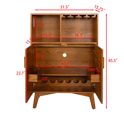 31.5" Liquor Cabinet with Wine Glass Holder & Wine Rack & Adjustable Shelf, Wine Cabinet, Kitchen Coffee Bar Cabinet, Rustic Sideboard Buffet  Cabinet with storage for Home Farmhouse Dining Room