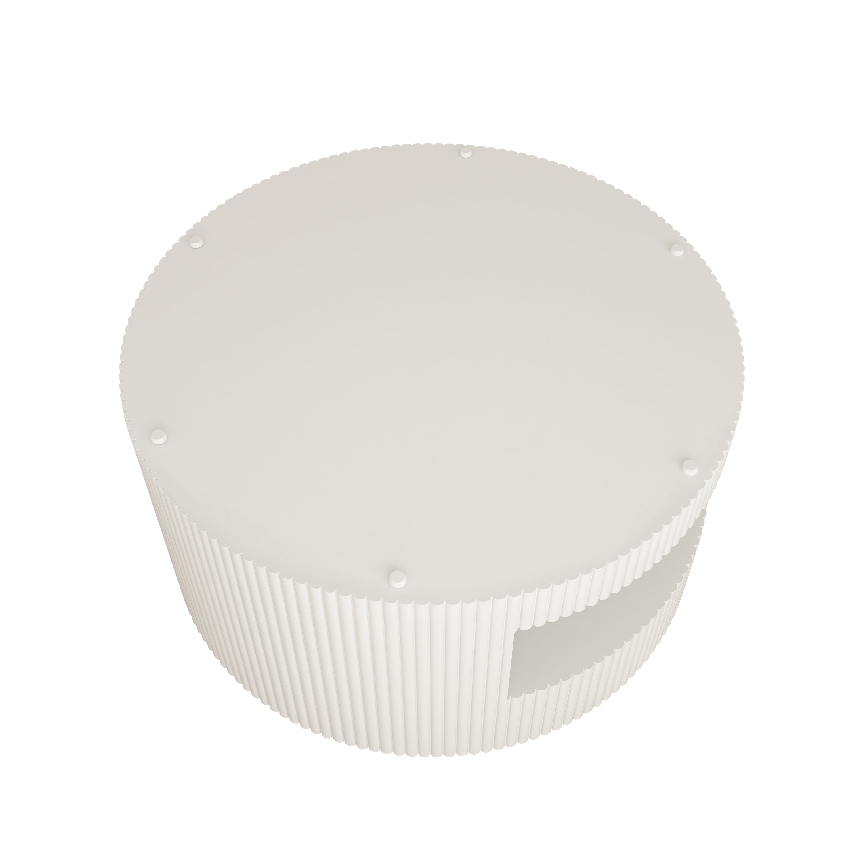 31.5'' Round Coffee Table,Modern Center Table with Storage,Vertical Stripe Design Coffee Table for Living Room,Bedroom(White)