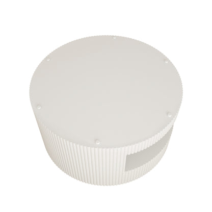 31.5'' Round Coffee Table,Modern Center Table with Storage,Vertical Stripe Design Coffee Table for Living Room,Bedroom(White)