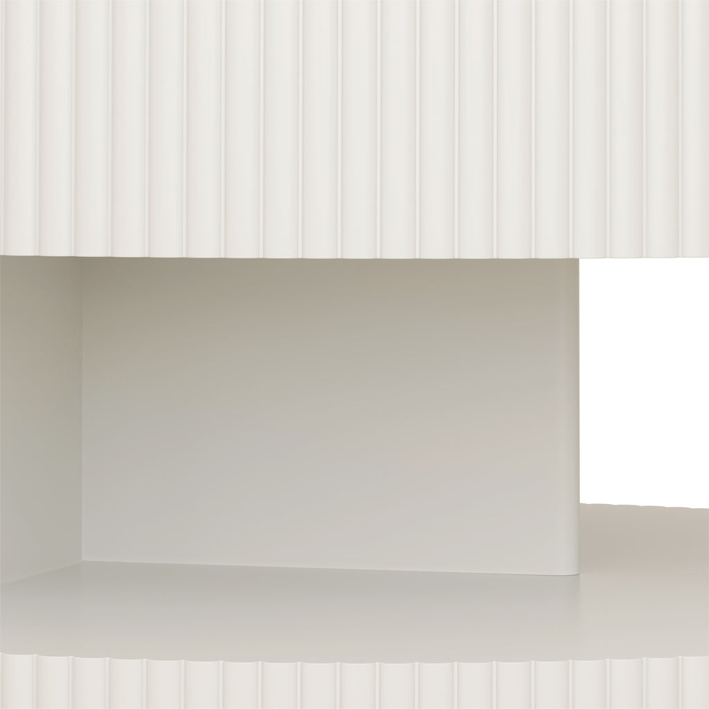 31.5'' Round Coffee Table,Modern Center Table with Storage,Vertical Stripe Design Coffee Table for Living Room,Bedroom(White)