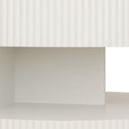 31.5'' Round Coffee Table,Modern Center Table with Storage,Vertical Stripe Design Coffee Table for Living Room,Bedroom(White)