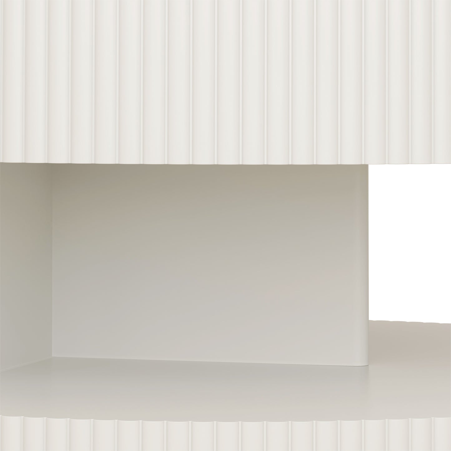 31.5'' Round Coffee Table,Modern Center Table with Storage,Vertical Stripe Design Coffee Table for Living Room,Bedroom(White)