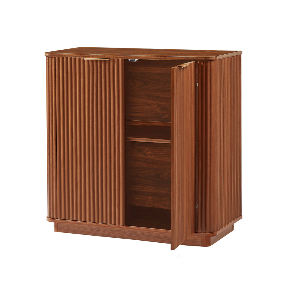 31.5'' Buffet Cabinet Sideboard with Storage Curved wave Design for Bedroom, Living Room, Hallway, Walnut,31.5''W x 15.75''D x 31.5''H. Sideboard