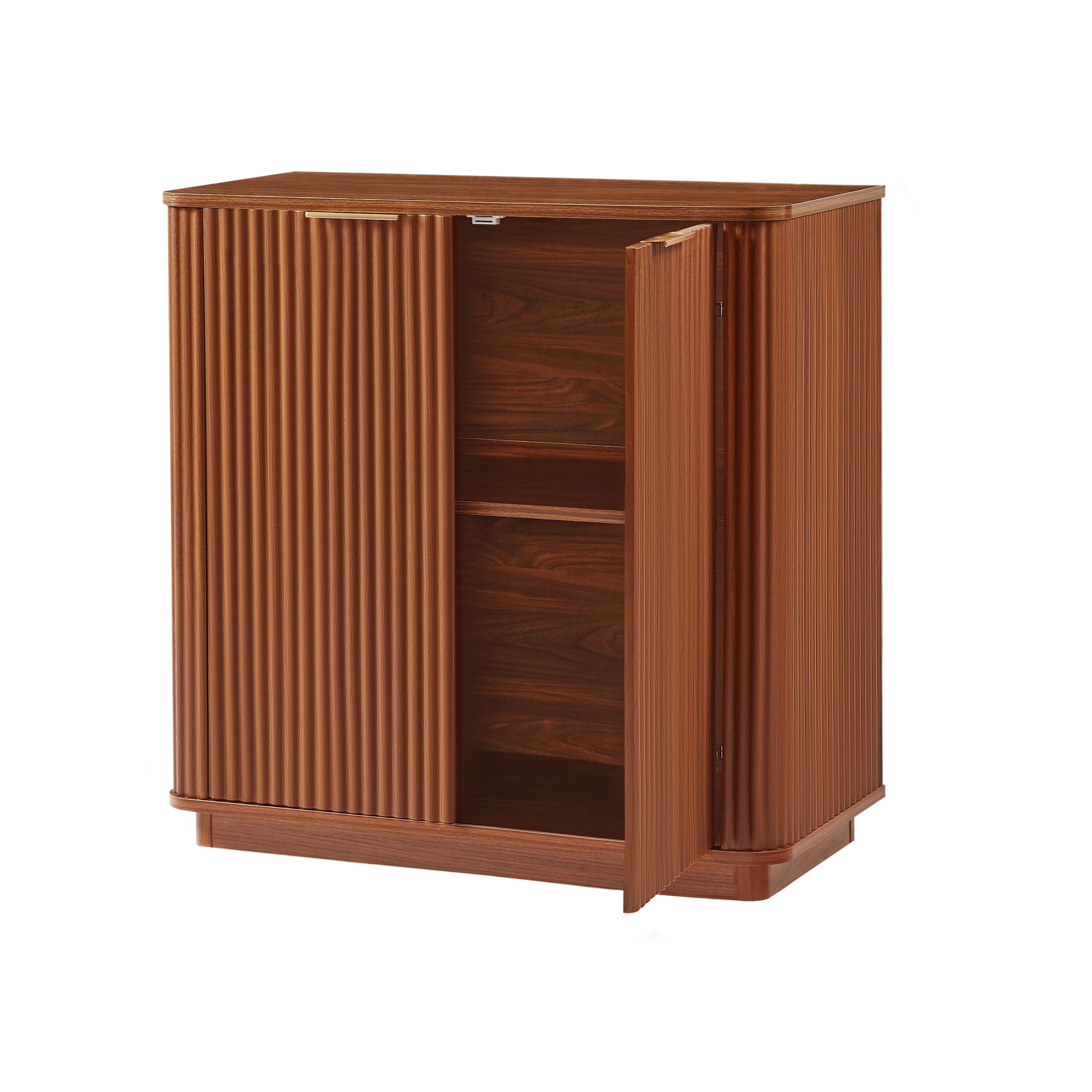 31.5'' Buffet Cabinet Sideboard with Storage Curved wave Design for Bedroom, Living Room, Hallway, Walnut,31.5''W x 15.75''D x 31.5''H. Sideboard