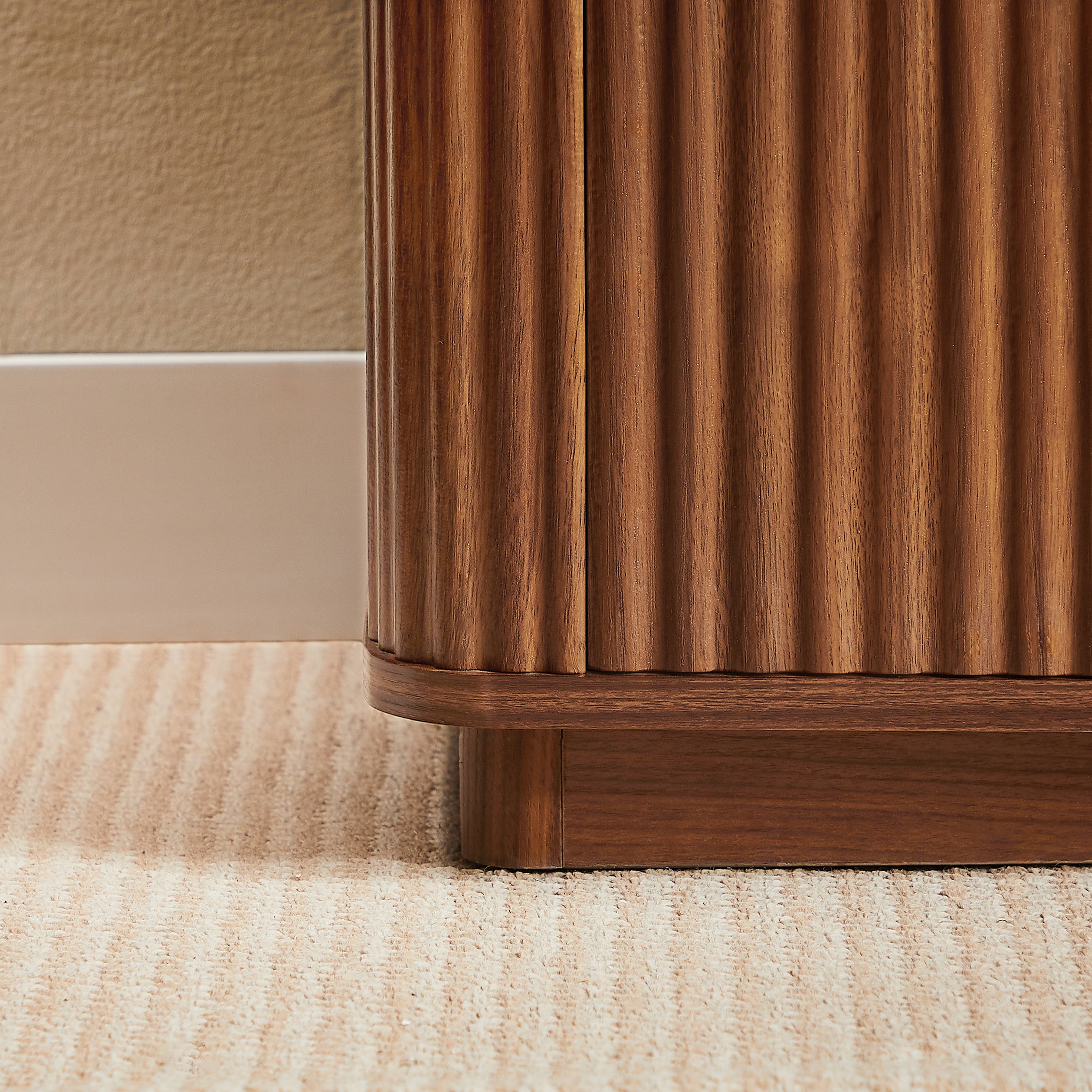 31.5'' Buffet Cabinet Sideboard with Storage Curved wave Design for Bedroom, Living Room, Hallway, Walnut,31.5''W x 15.75''D x 31.5''H. Sideboard