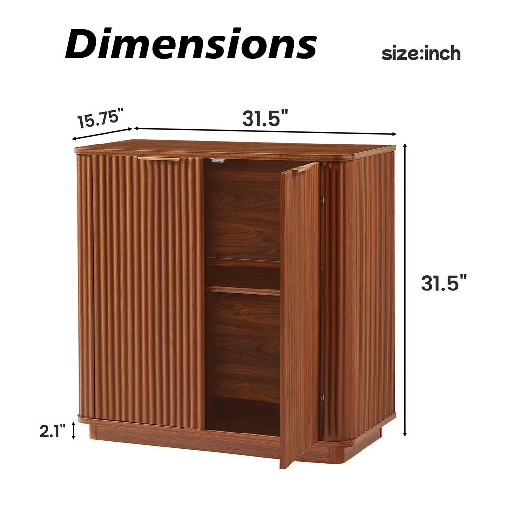 31.5'' Buffet Cabinet Sideboard with Storage Curved wave Design for Bedroom, Living Room, Hallway, Walnut,31.5''W x 15.75''D x 31.5''H. Sideboard
