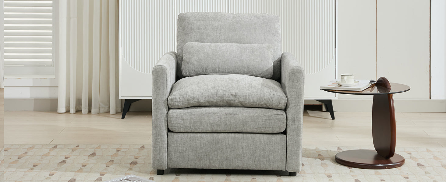 31.9' Cozy Upholstered Armchair Oversized Comfy Cloud Sofa Double Cushion Single Sofa Plush Cushion Armchair for Living Room, Light Grey