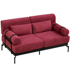 Modern Loveseat Sofa 59' Sofa Couch 2-Seater with USB Ports, Unique Cylindrical Armrests, Red Chenille
