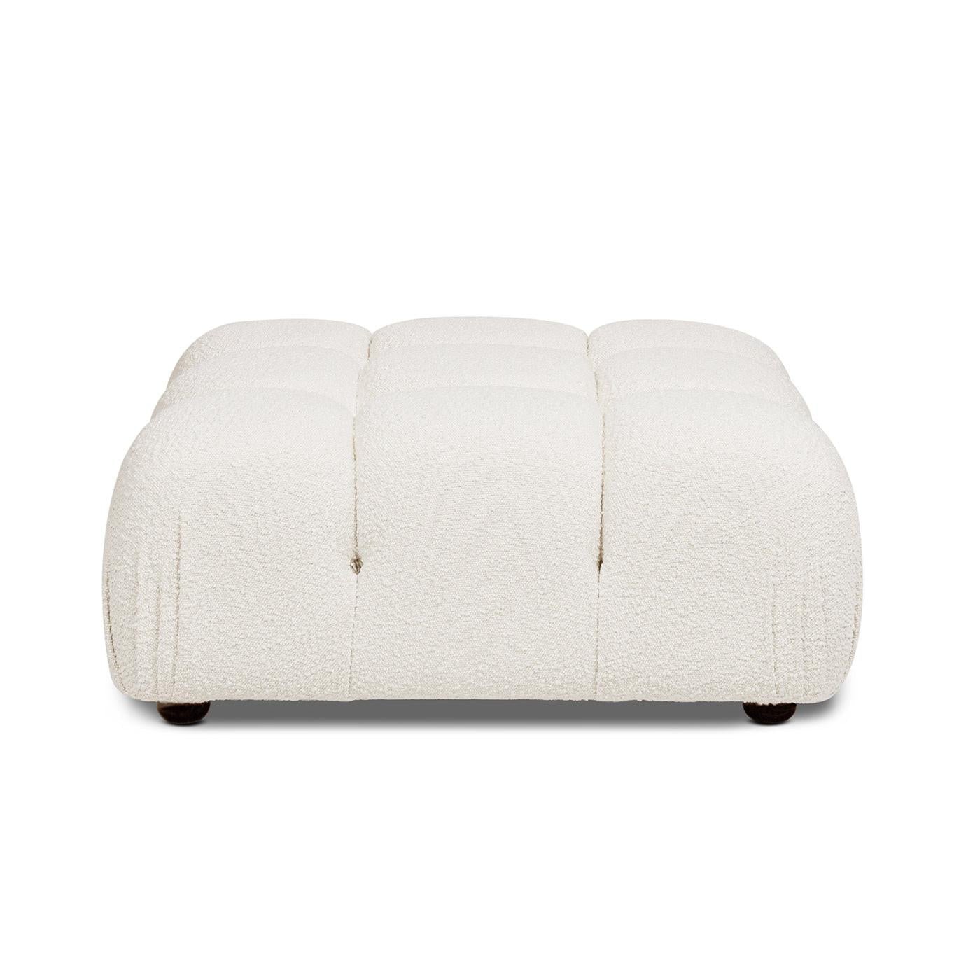 Marcel 36' Modular Modern Cocktail Ottoman in White Boucle.