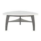Front view of Jasmine Bar Table with grey marble top and arched legs, designed to seat 4 in a contemporary dining setting.