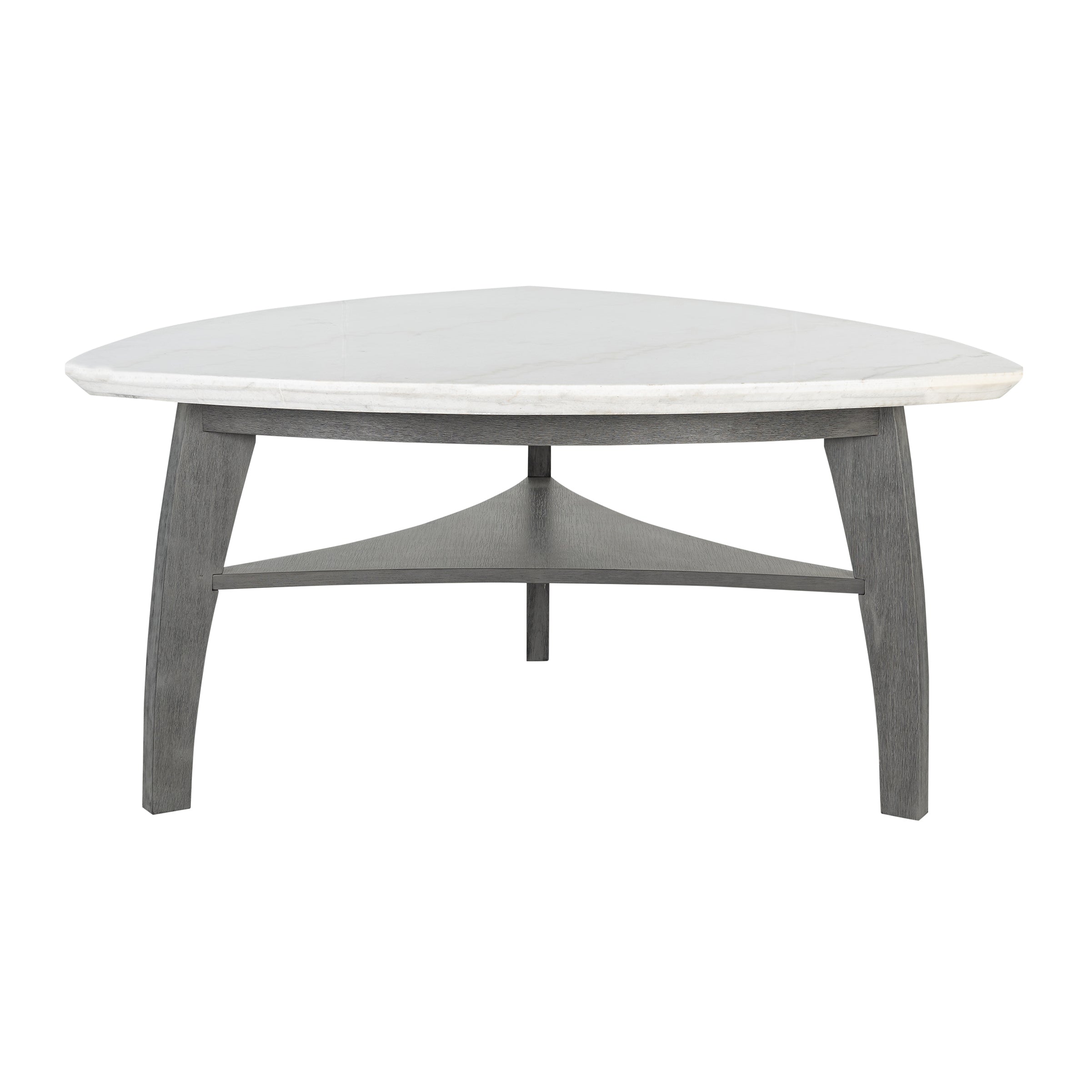 Front view of Jasmine Bar Table with grey marble top and arched legs, designed to seat 4 in a contemporary dining setting.
