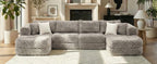 Modular Sectional Sofa Grey Bubble Velvet with Movable Ottomans.