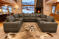 Large 8-Seater Olive Green Leather Match Modular Sectional Sofa