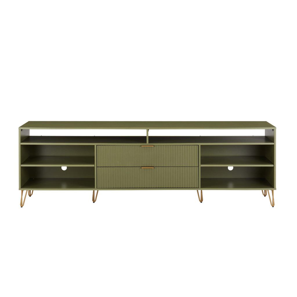 Dumbo 85' Fluted TV Stand in Olive Green