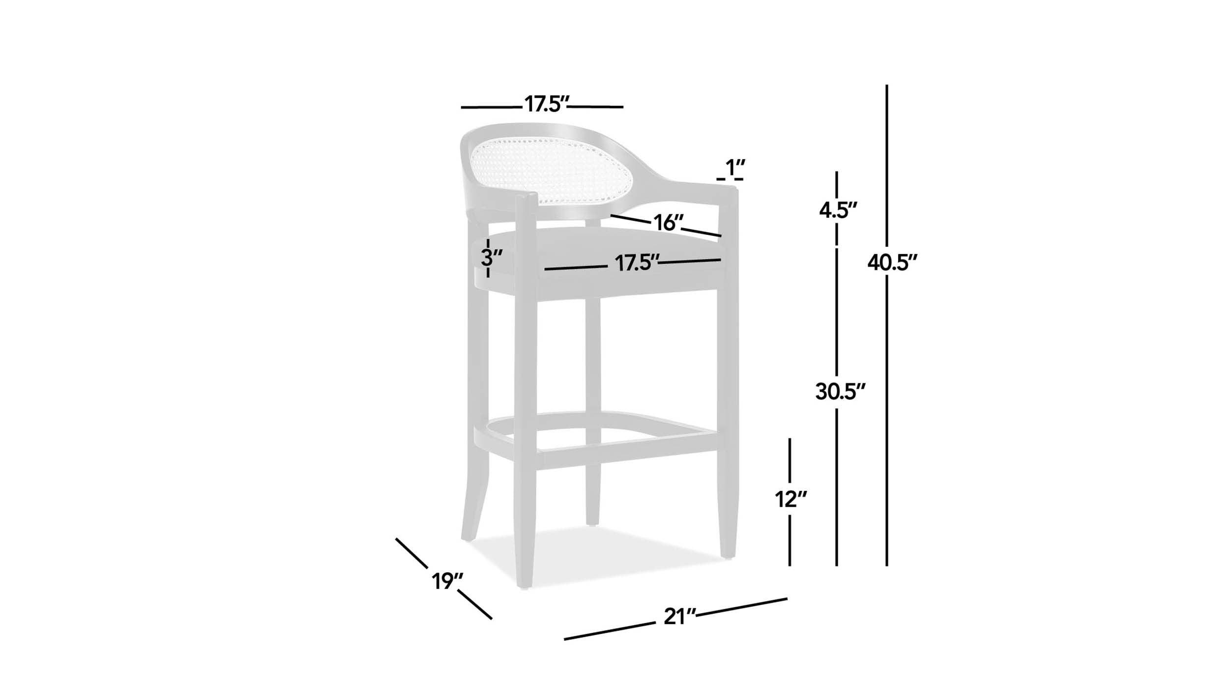 Americana Mid-Century Modern Cane Back Bar Stool.