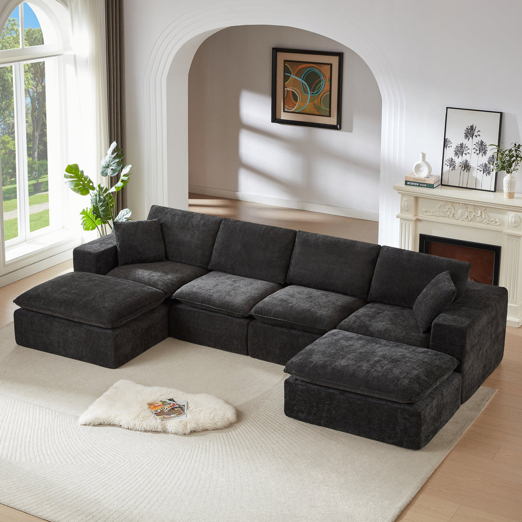 Chenille Cloud Sofa - Modern Comfort with a cozy throw rug and books, emphasizing its inviting and functional design for home use.