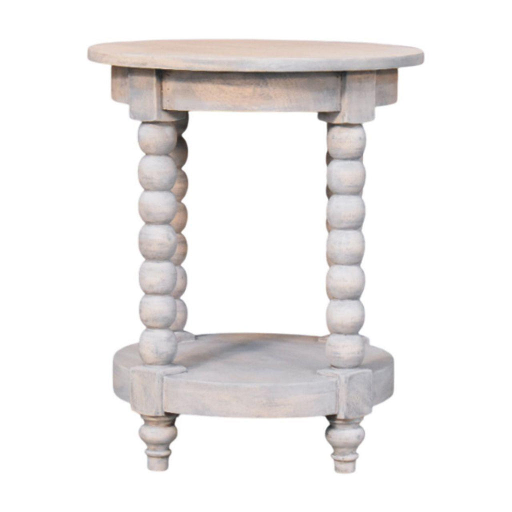 Wood Ellsworth Round Side Table - Acid Wash Finish.