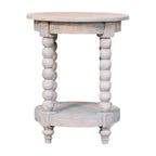 Wood Ellsworth Round Side Table - Acid Wash Finish.