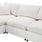 Seat and backrest cushions of 130' Modular Sofa Bed - Convertible 6 Seat Sectional, emphasizing plush padding and chenille fabric texture.