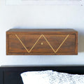 Solid wood Floating Chestnut Brass Bedside.