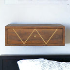 Solid wood Floating Chestnut Brass Bedside.