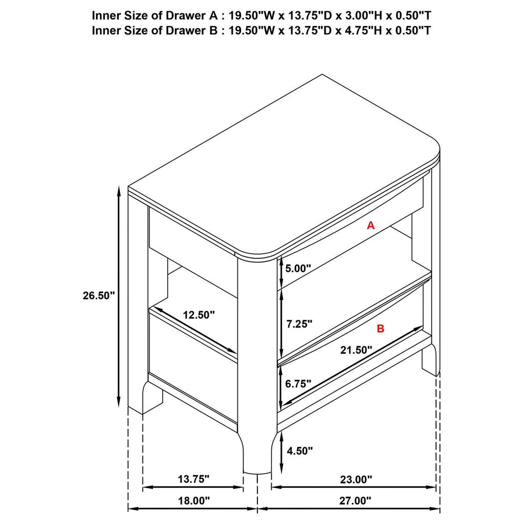 Walnut Nightstand with Hidden Storage - Verona Style.