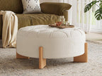 32' Round Tufted Ottoman - Elegant Chenille Coffee Table.