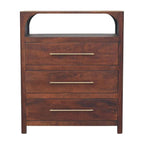 Solid Wood 3 Drawer Chest with Arched Edge Design.