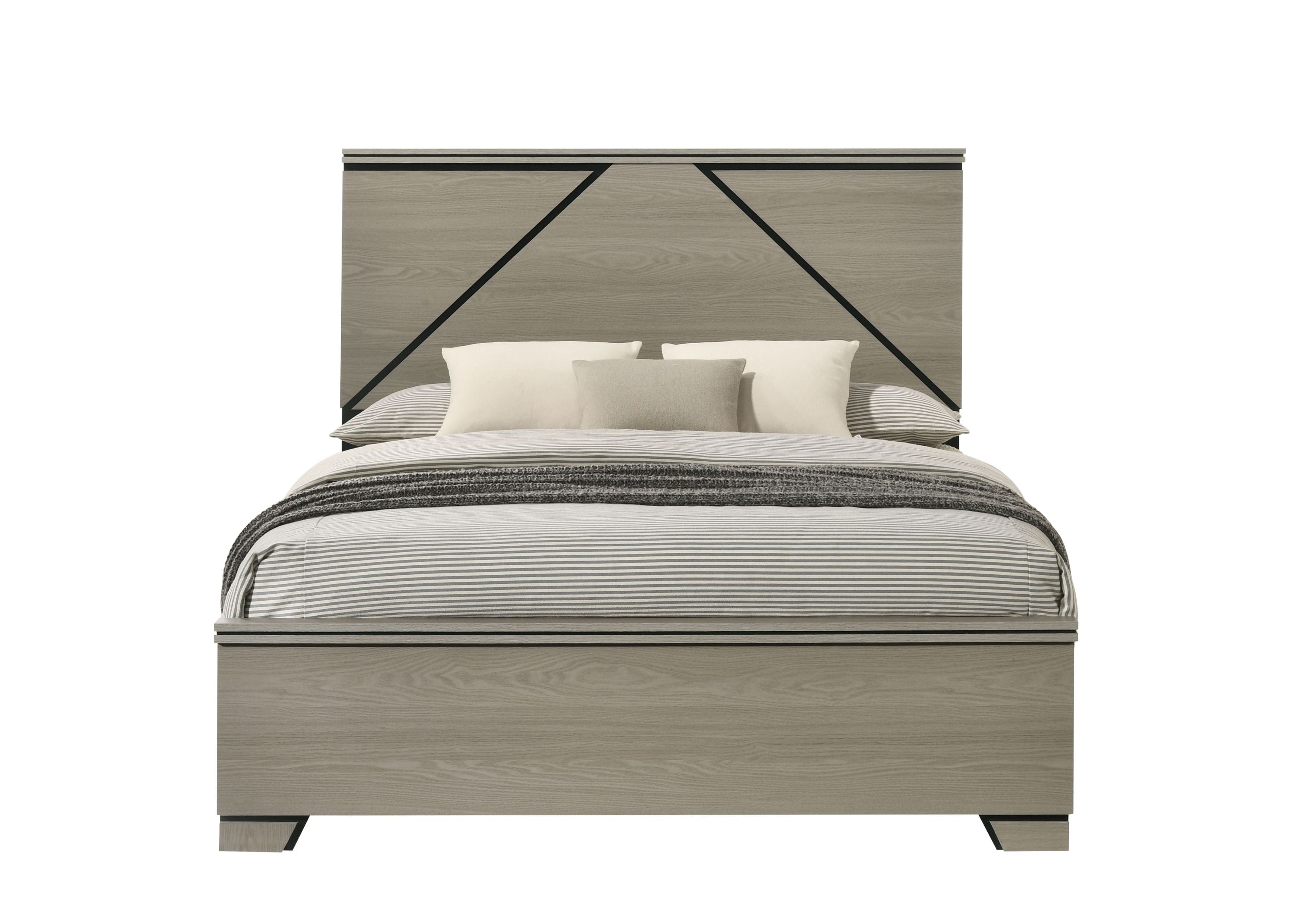 Joanna Weathered Gray Queen Bed with Built-in LED Headboard